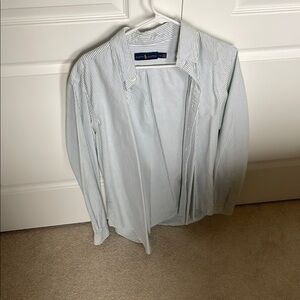 Green Striped Button-Up Shirt